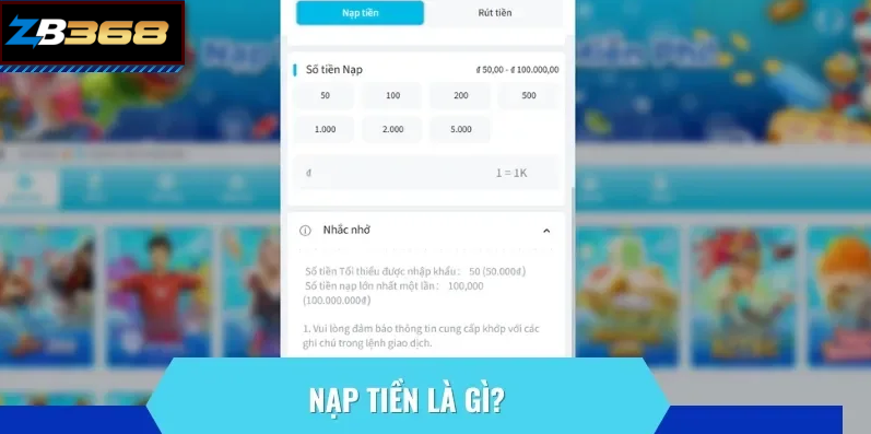 Nạp tiền là hình thức chuyển tiền vào ví cá cược trên hệ thống